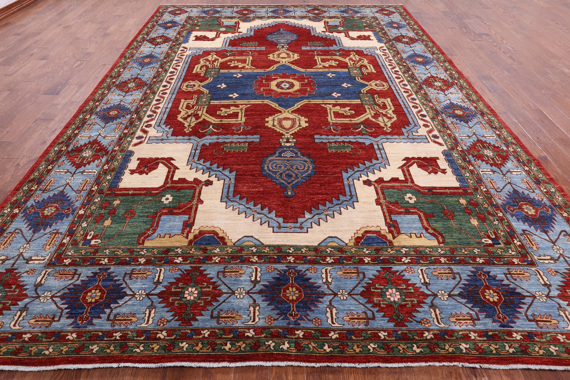 Red Persian Fine Serapi Handmade Wool Rug - 9' 9" X 13' 9" - Golden Nile