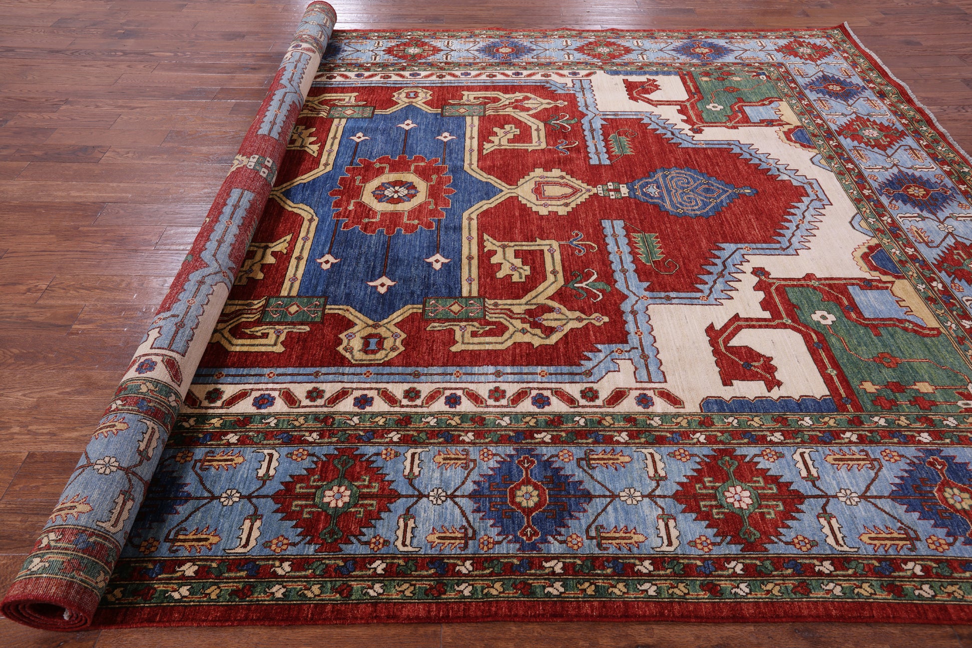 Red Persian Fine Serapi Handmade Wool Rug - 9' 9" X 13' 9" - Golden Nile