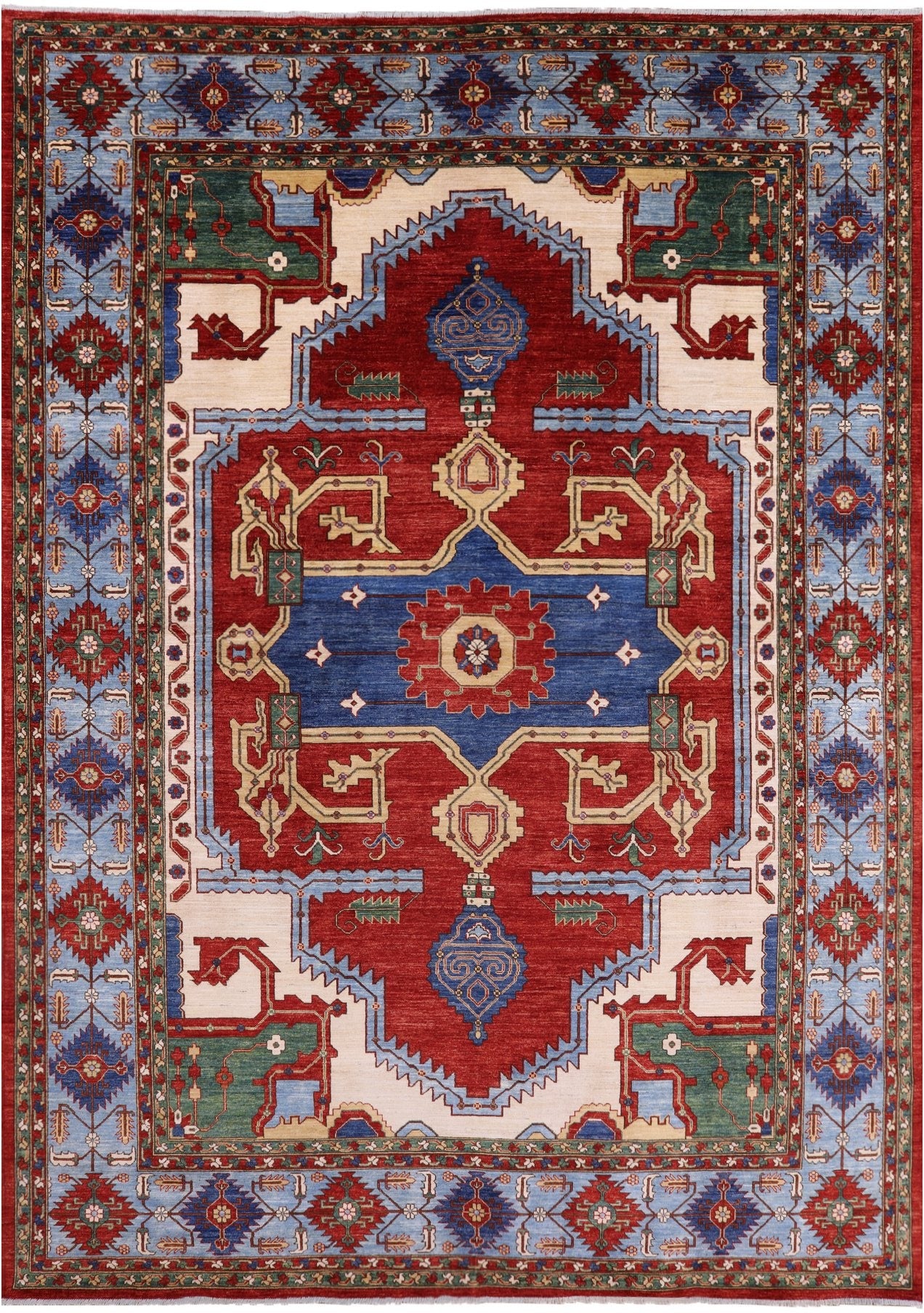 Red Persian Fine Serapi Handmade Wool Rug - 9' 9" X 13' 9" - Golden Nile