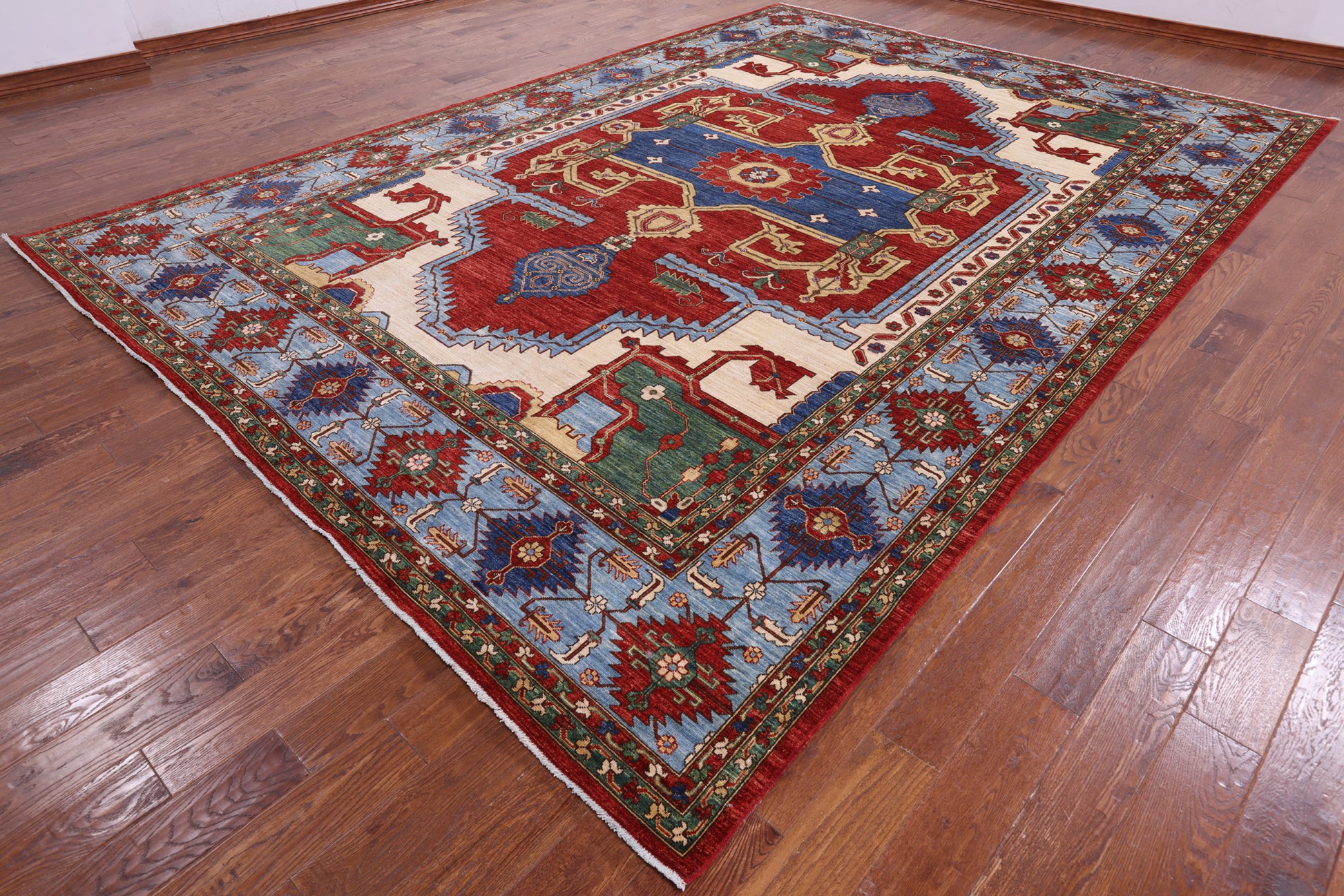 Red Persian Fine Serapi Handmade Wool Rug - 9' 9" X 13' 9" - Golden Nile