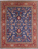 Blue Persian Fine Serapi Handmade Wool Rug - 9' 4" X 11' 11" - Golden Nile