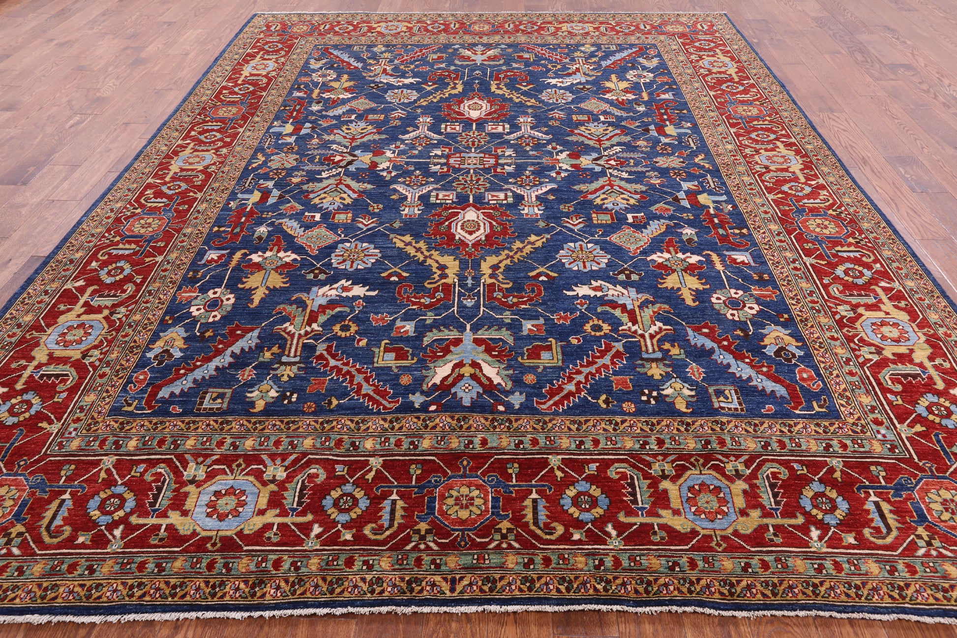Blue Persian Fine Serapi Handmade Wool Rug - 9' 4" X 11' 11" - Golden Nile