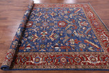 Blue Persian Fine Serapi Hand Knotted Wool Rug - 8' 3" X 9' 10" - Golden Nile