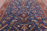 Blue Persian Fine Serapi Hand Knotted Wool Rug - 8' 3" X 9' 10" - Golden Nile