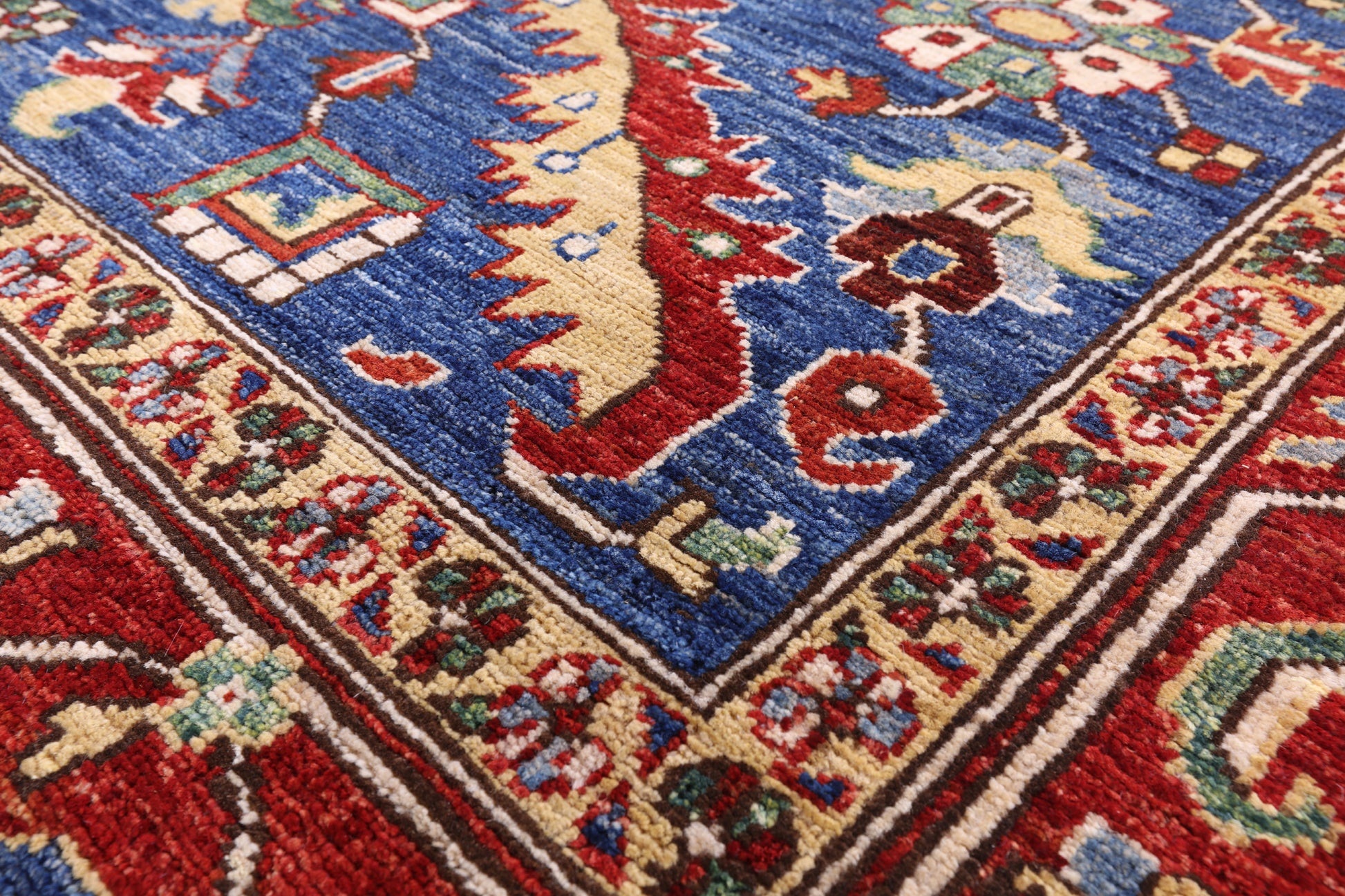 Blue Persian Fine Serapi Hand Knotted Wool Rug - 8' 3" X 9' 10" - Golden Nile