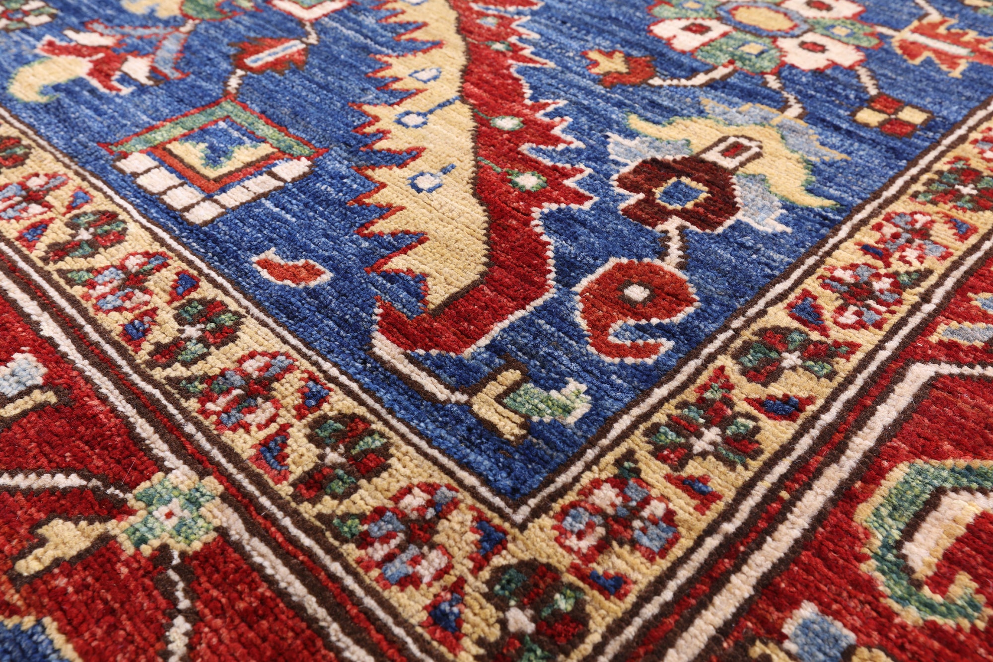 Blue Persian Fine Serapi Hand Knotted Wool Rug - 8' 3" X 9' 10" - Golden Nile