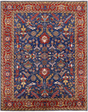 Blue Persian Fine Serapi Hand Knotted Wool Rug - 7' 11" X 10' 0" - Golden Nile