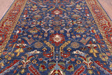 Blue Persian Fine Serapi Hand Knotted Wool Rug - 7' 11" X 10' 0" - Golden Nile