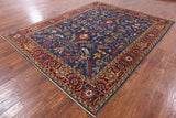 Blue Persian Fine Serapi Hand Knotted Wool Rug - 7' 11" X 10' 0" - Golden Nile