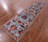 Blue Persian Fine Serapi Handmade Wool Runner Rug - 2' 9" X 10' 11" - Golden Nile