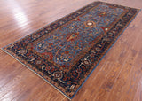 Blue Persian Fine Serapi Hand Knotted Wool Rug - 5' 2" X 11' 10" - Golden Nile