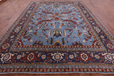 Blue Persian Fine Serapi Hand Knotted Wool Rug - 10' 2" X 13' 4" - Golden Nile