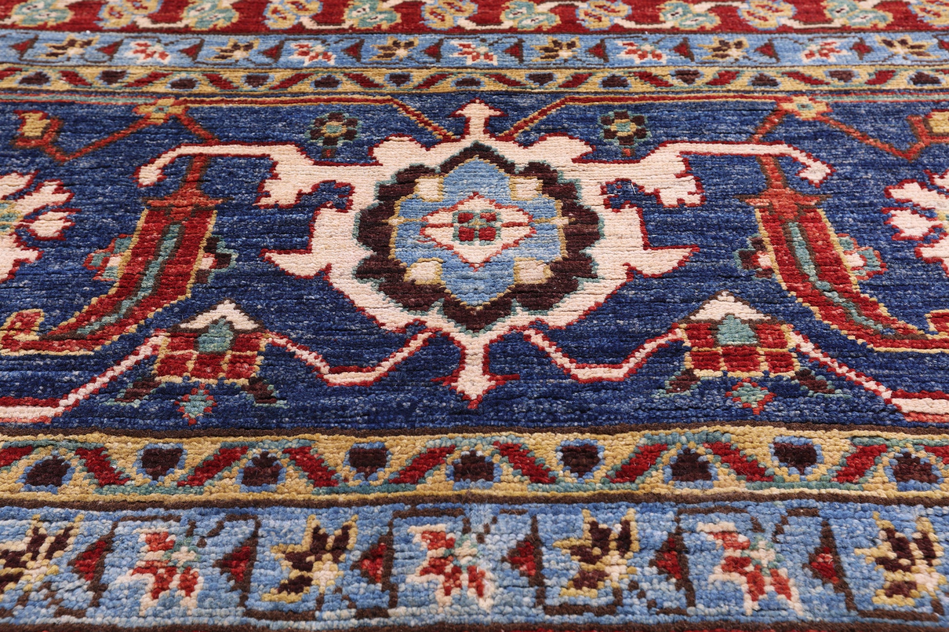 Blue Persian Fine Serapi Hand Knotted Wool Rug - 10' 2" X 13' 4" - Golden Nile