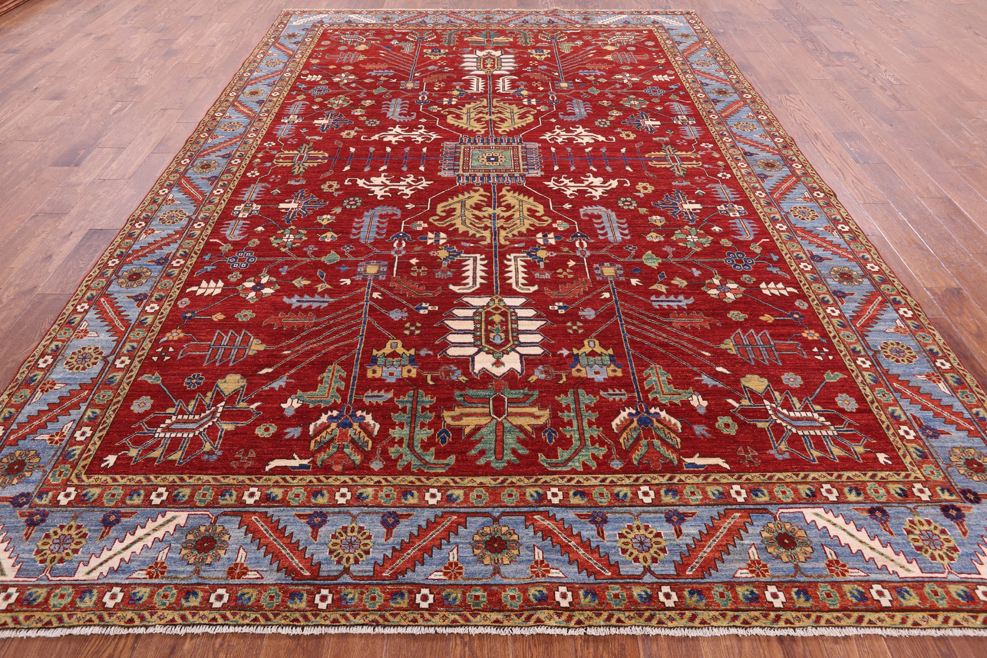 Red Persian Fine Serapi Handmade Wool Rug - 9' 0" X 12' 5" - Golden Nile