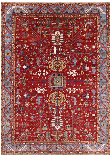 Red Persian Fine Serapi Handmade Wool Rug - 9' 0" X 12' 5" - Golden Nile