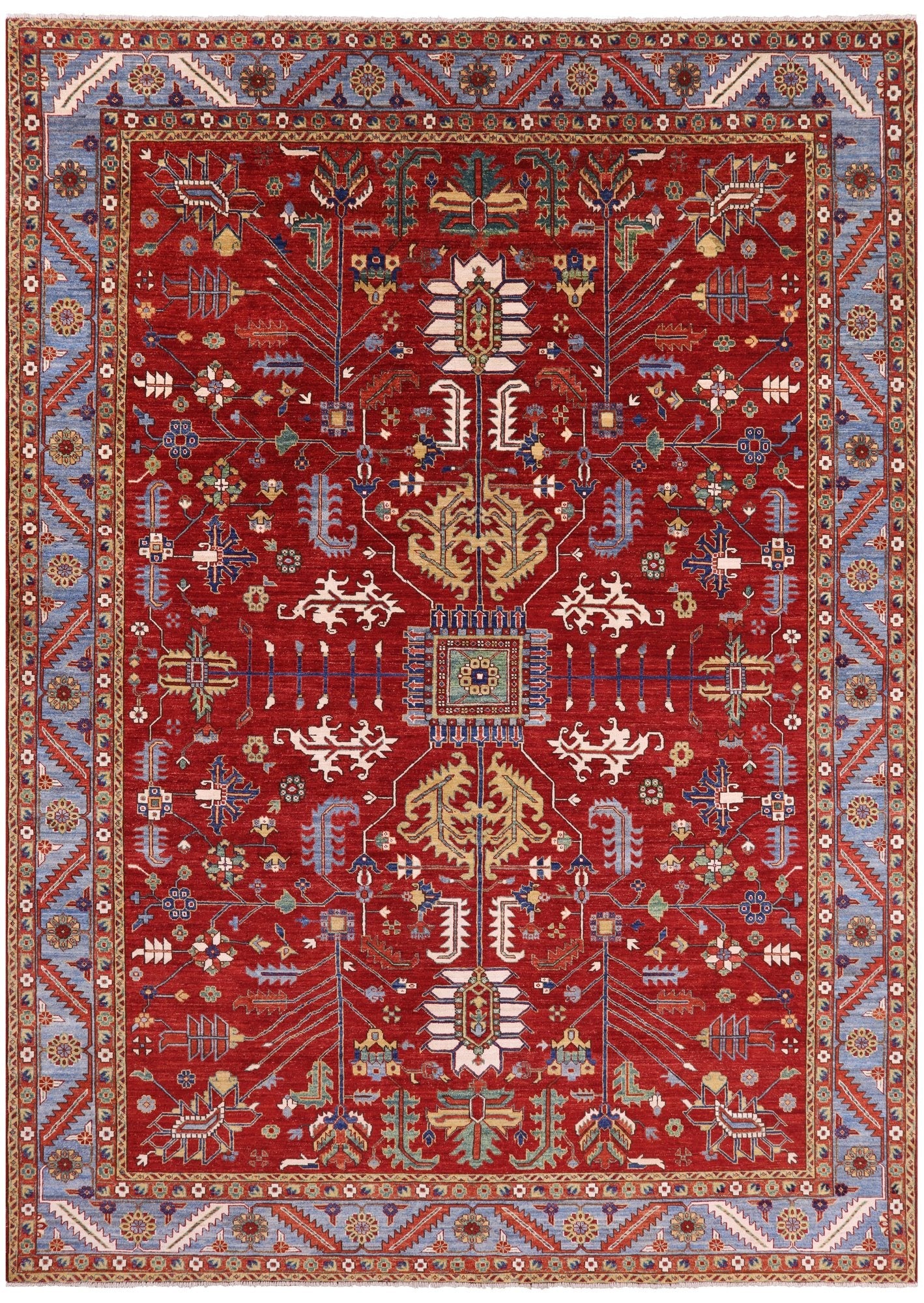 Red Persian Fine Serapi Handmade Wool Rug - 9' 0" X 12' 5" - Golden Nile