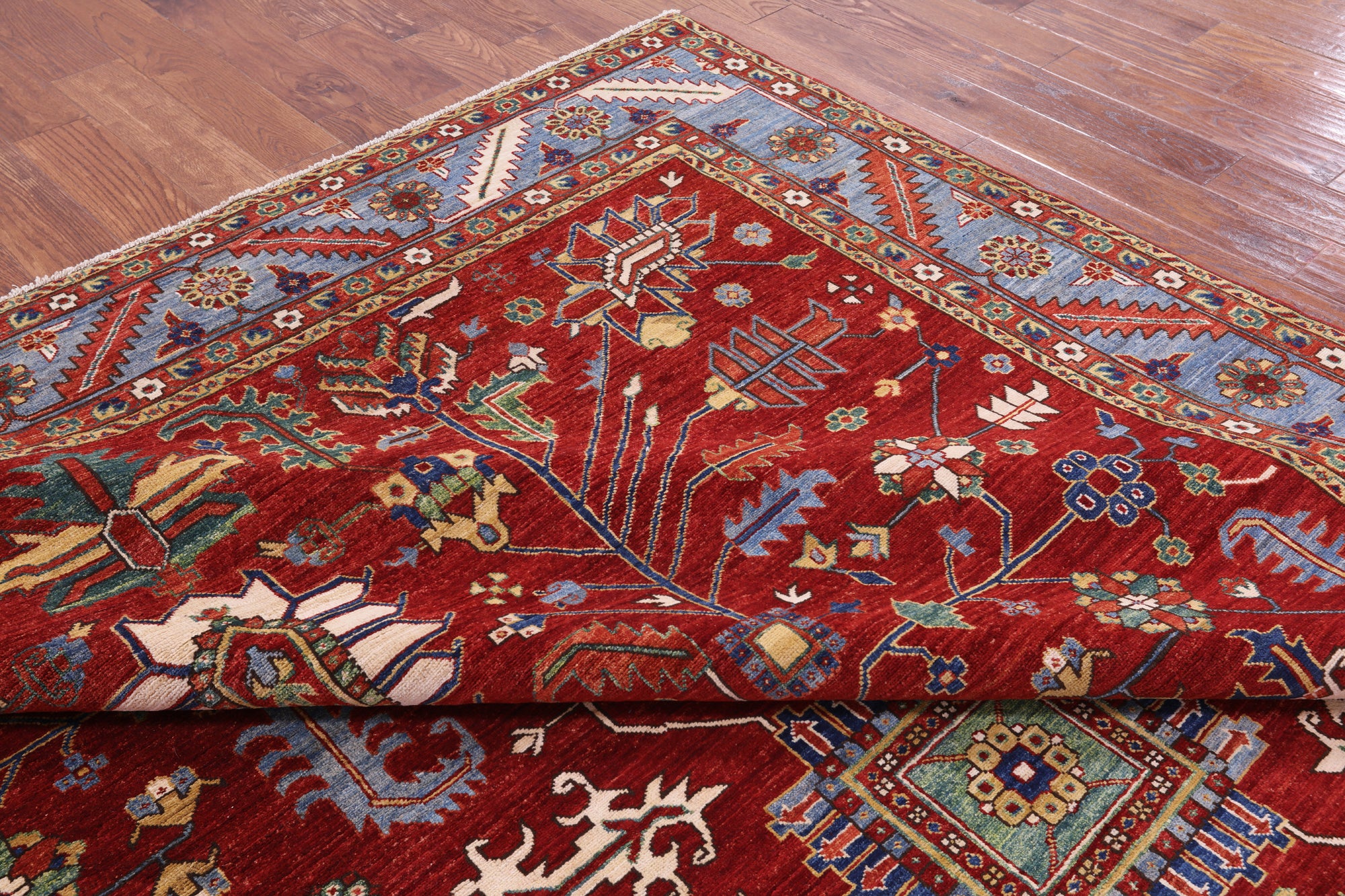Red Persian Fine Serapi Handmade Wool Rug - 9' 0" X 12' 5" - Golden Nile