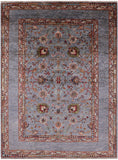 Grey Peshawar Hand Knotted Wool Rug - 5' 0" X 6' 7" - Golden Nile