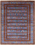 Brown Persian Tribal Gabbeh Handmade Wool Rug - 5' 0" X 6' 5" - Golden Nile