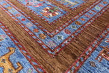 Brown Persian Tribal Gabbeh Handmade Wool Rug - 5' 0" X 6' 5" - Golden Nile