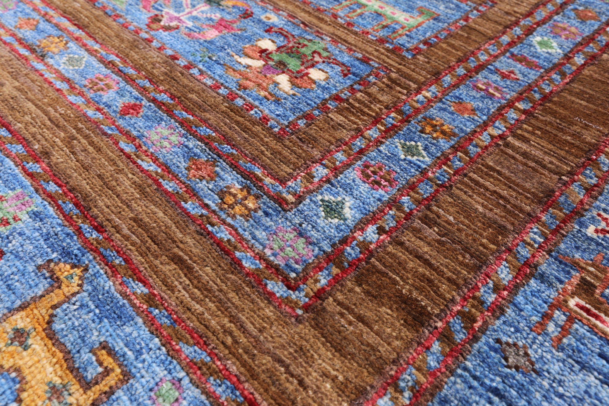 Brown Persian Tribal Gabbeh Handmade Wool Rug - 5' 0" X 6' 5" - Golden Nile