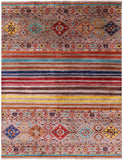 Khorjin Persian Gabbeh Hand Knotted Wool Rug - 5' 1" X 6' 8" - Golden Nile