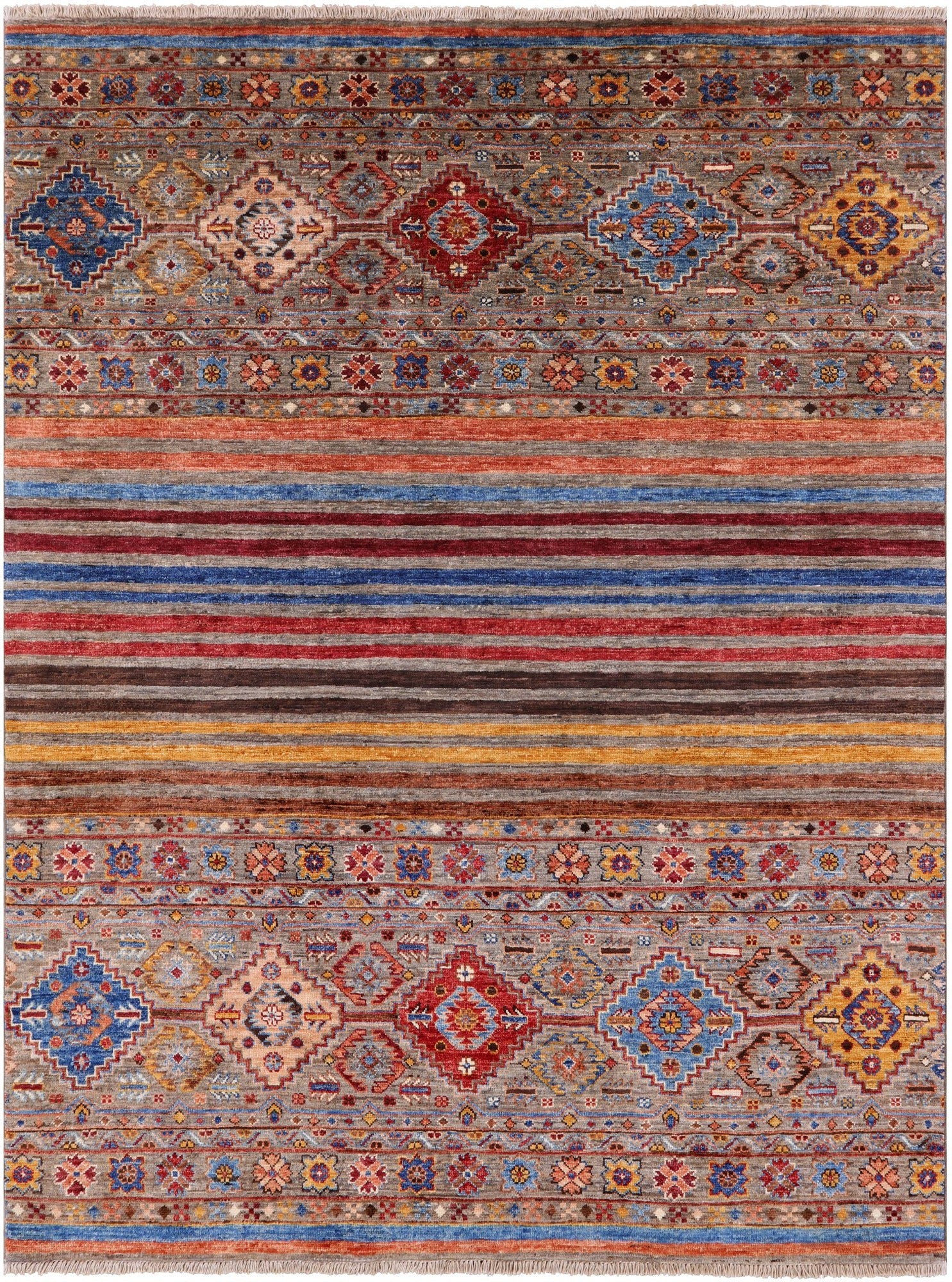 Khorjin Persian Gabbeh Handmade Wool Rug - 5' 0" X 6' 6" - Golden Nile