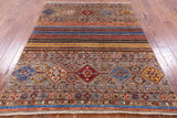 Khorjin Persian Gabbeh Handmade Wool Rug - 5' 0" X 6' 6" - Golden Nile