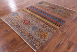 Khorjin Persian Gabbeh Handmade Wool Rug - 5' 0" X 6' 6" - Golden Nile