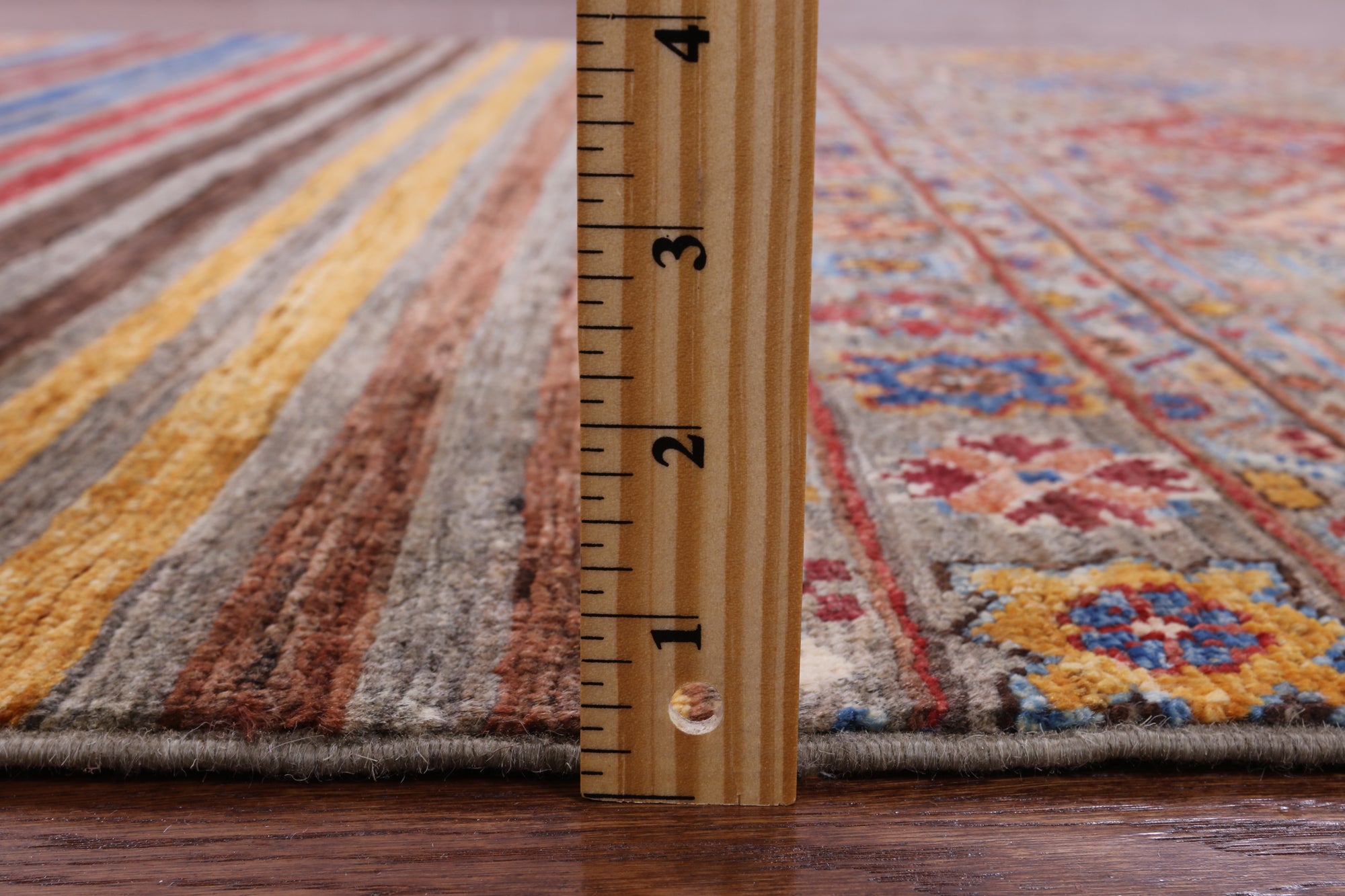 Khorjin Persian Gabbeh Handmade Wool Rug - 5' 0" X 6' 6" - Golden Nile