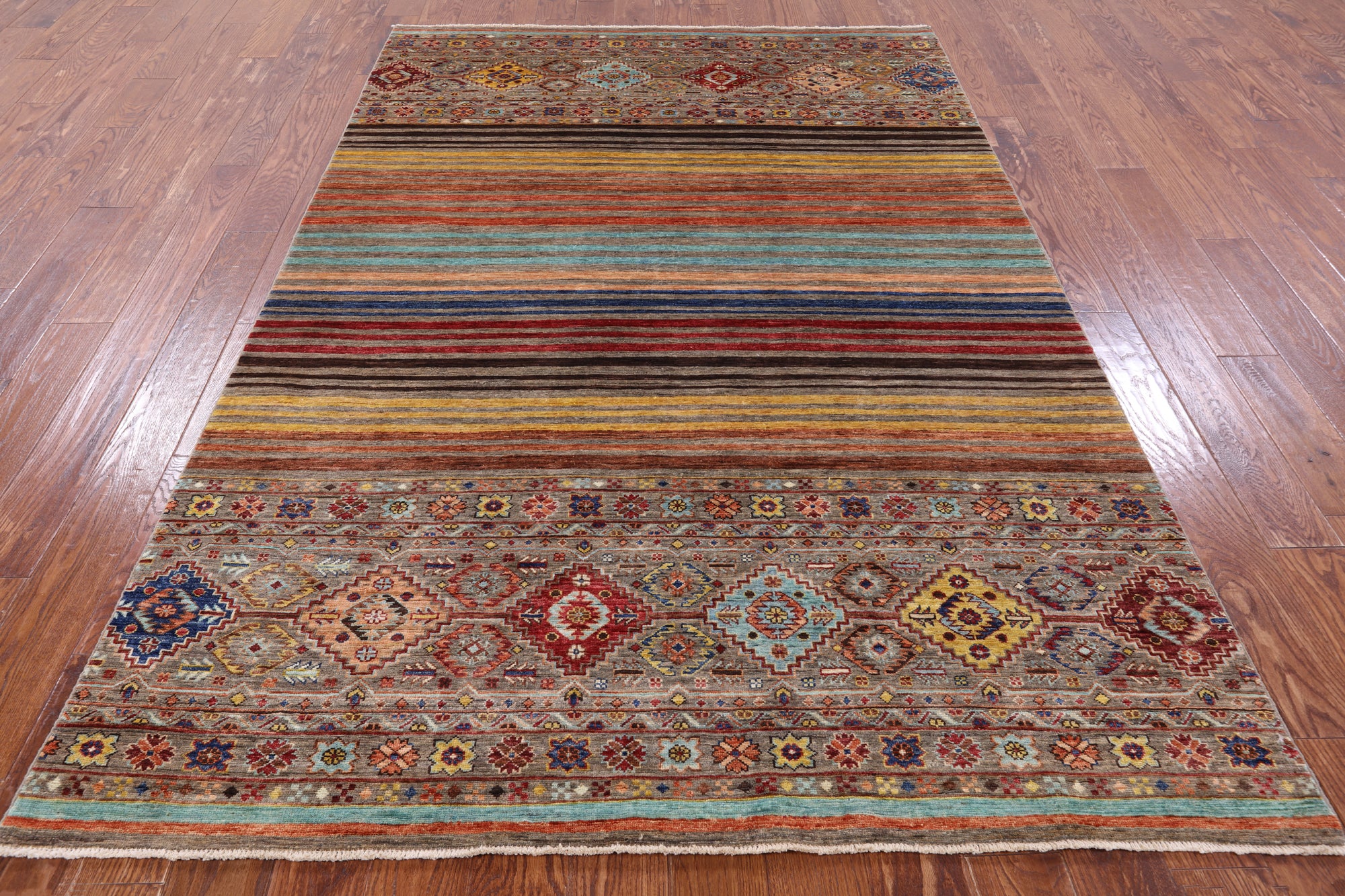 Khorjin Persian Gabbeh Hand Knotted Wool Rug - 5' 9" X 8' 6" - Golden Nile