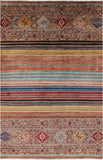Khorjin Persian Gabbeh Hand Knotted Wool Rug - 5' 9" X 8' 6" - Golden Nile