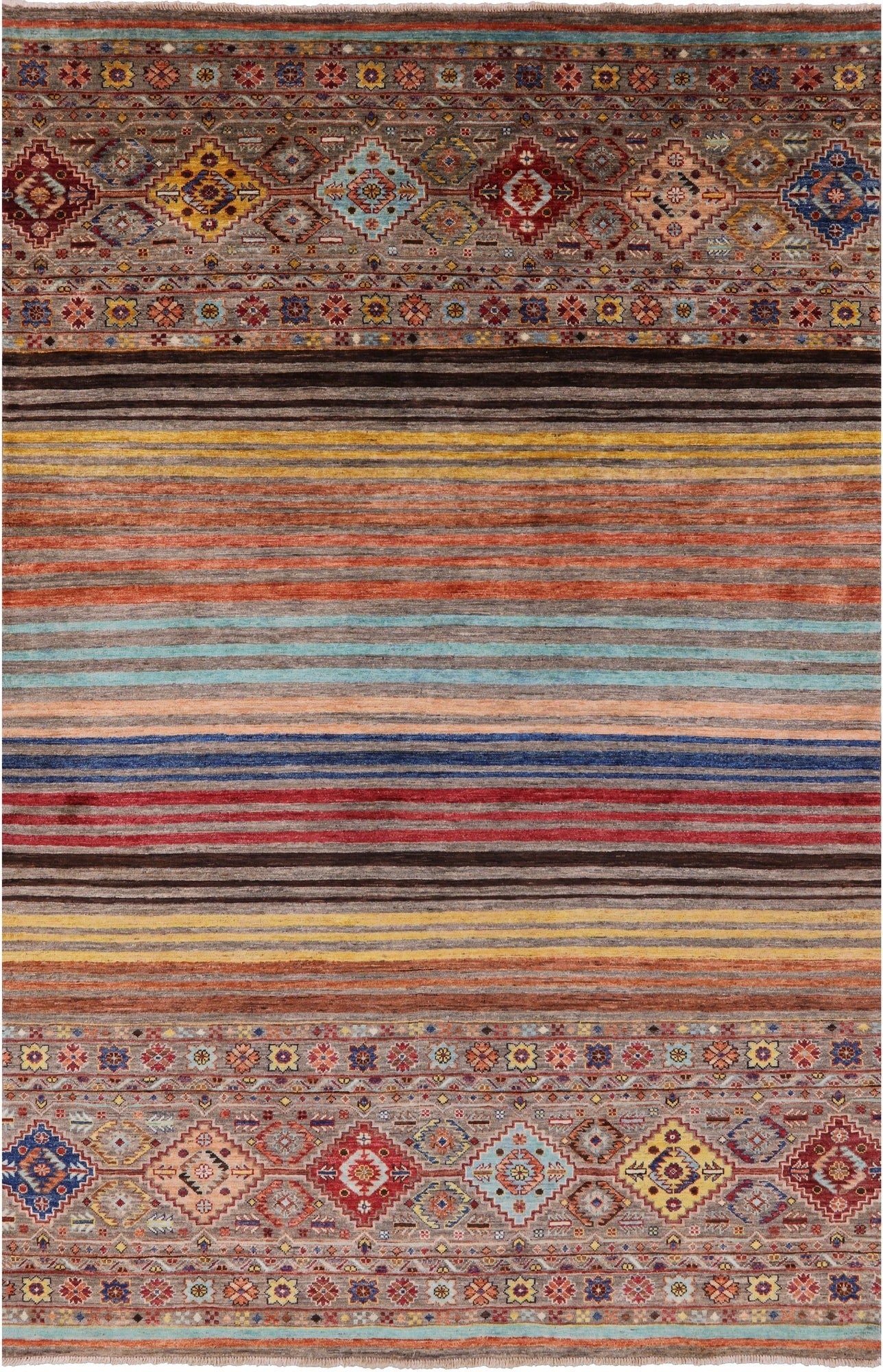 Khorjin Persian Gabbeh Hand Knotted Wool Rug - 5' 9" X 8' 6" - Golden Nile