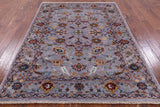 Grey Peshawar Hand Knotted Wool Rug - 5' 7" X 7' 10" - Golden Nile