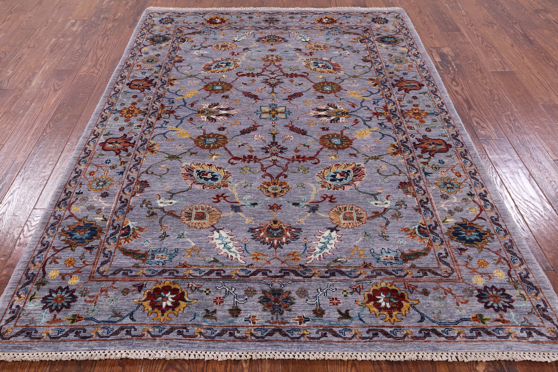 Grey Peshawar Hand Knotted Wool Rug - 5' 7" X 7' 10" - Golden Nile