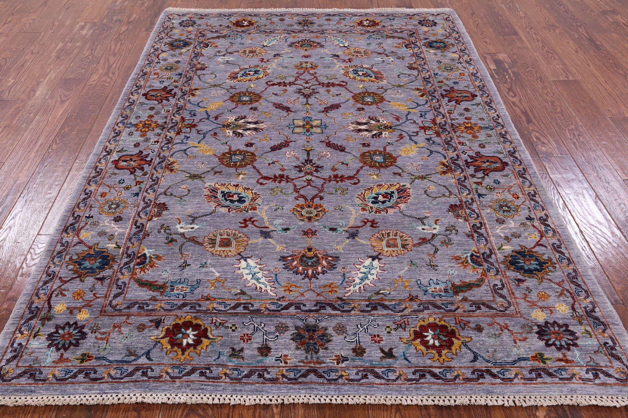 Grey Peshawar Hand Knotted Wool Rug - 5' 7" X 7' 10" - Golden Nile