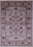 Grey Peshawar Hand Knotted Wool Rug - 5' 7" X 7' 10" - Golden Nile