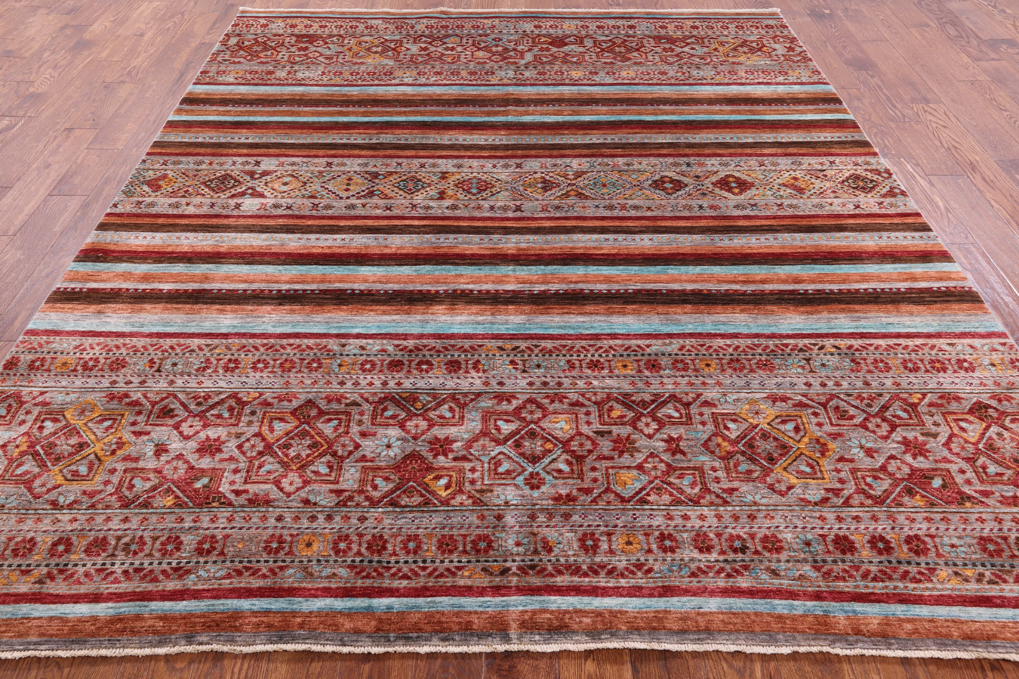 Khorjin Persian Gabbeh Hand Knotted Wool Rug - 8' 2" X 9' 8" - Golden Nile