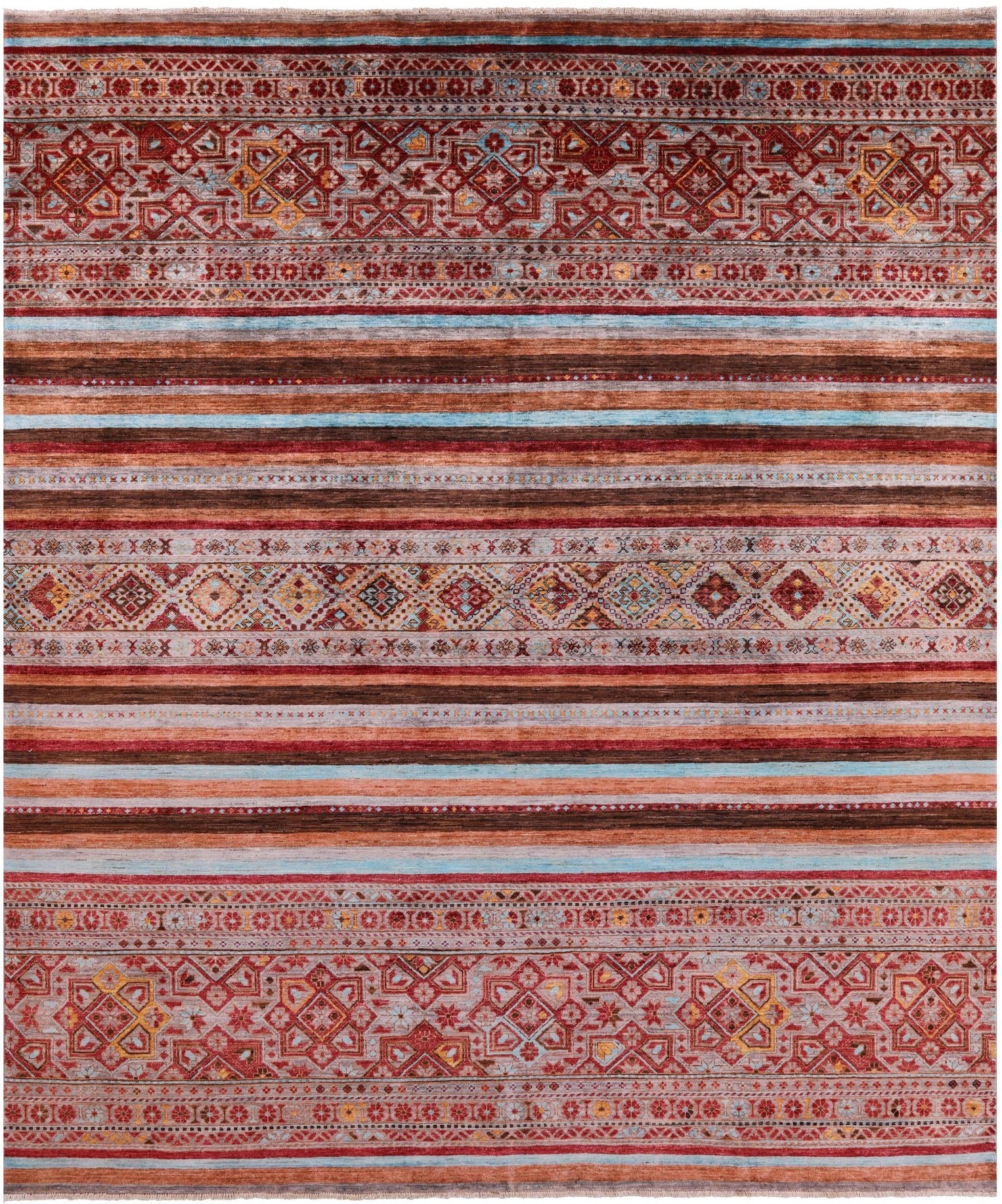 Khorjin Persian Gabbeh Hand Knotted Wool Rug - 8' 2" X 9' 8" - Golden Nile