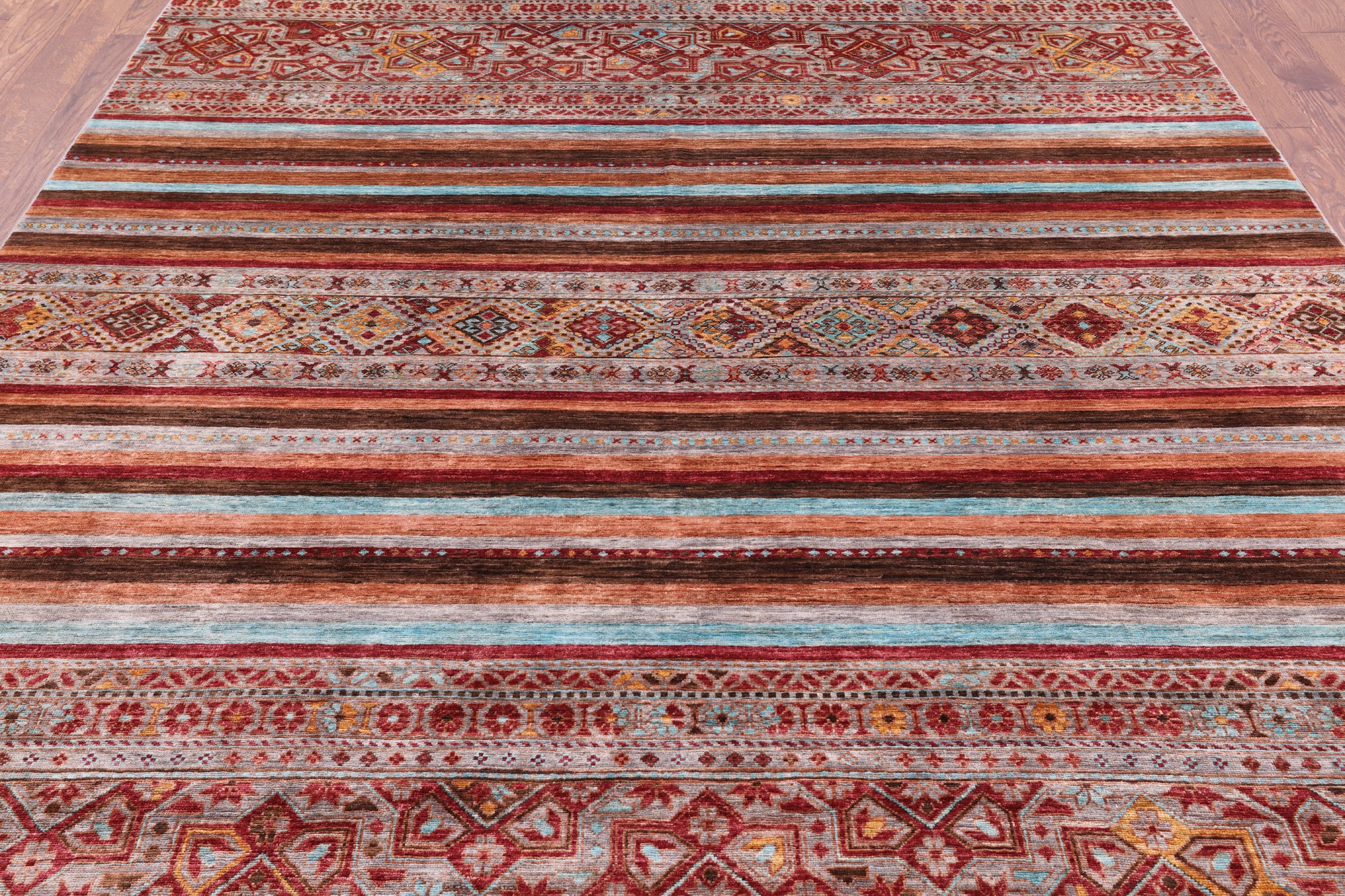 Khorjin Persian Gabbeh Hand Knotted Wool Rug - 8' 2" X 9' 8" - Golden Nile