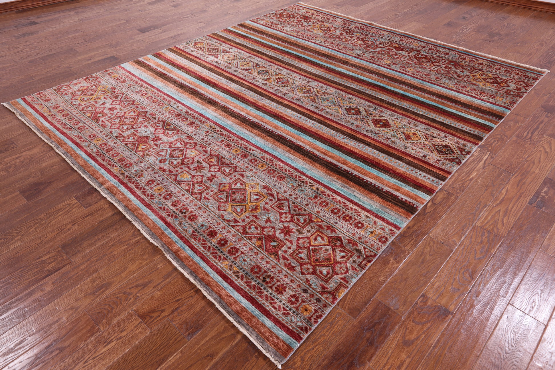 Khorjin Persian Gabbeh Hand Knotted Wool Rug - 8' 2" X 9' 8" - Golden Nile