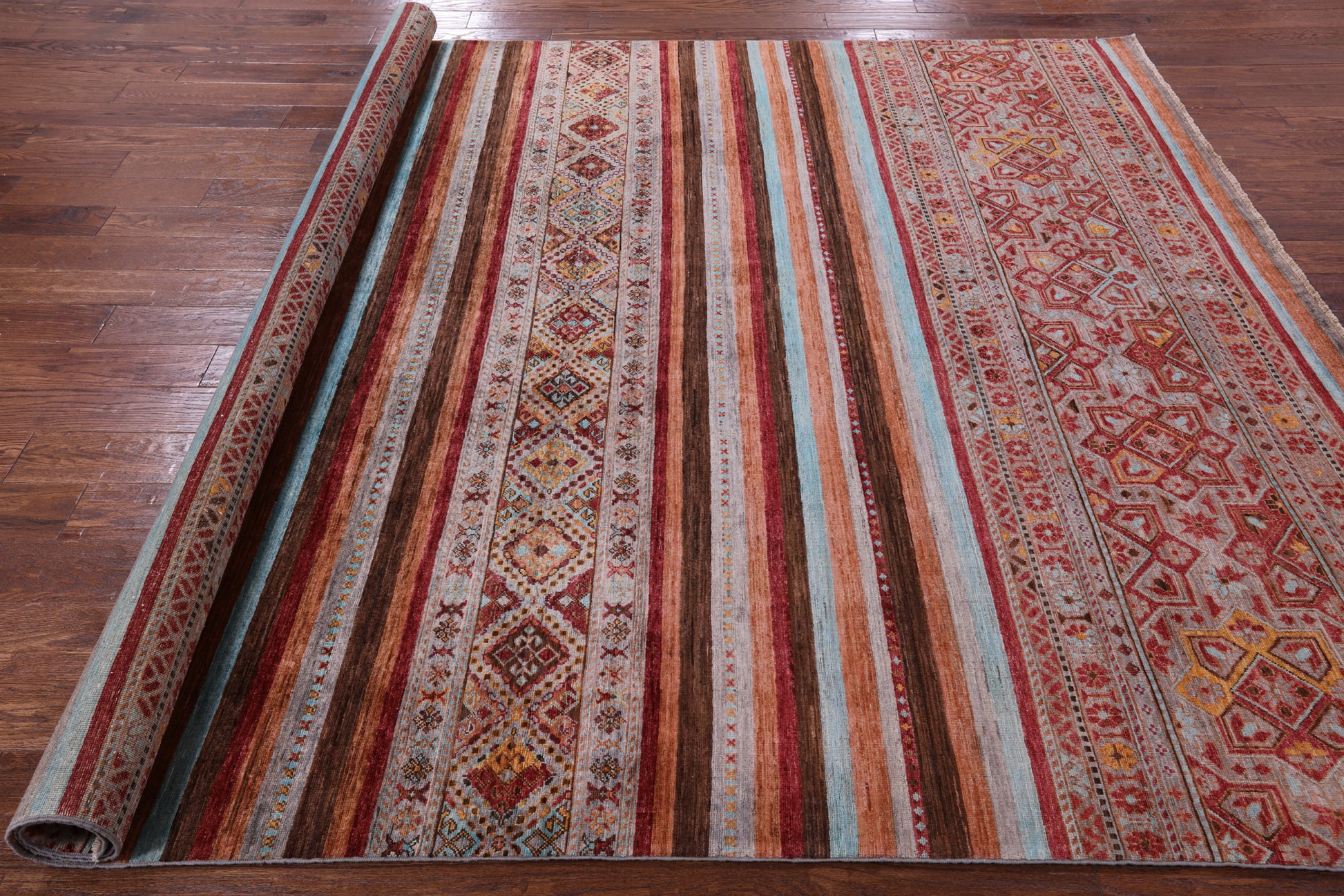 Khorjin Persian Gabbeh Hand Knotted Wool Rug - 8' 2" X 9' 8" - Golden Nile