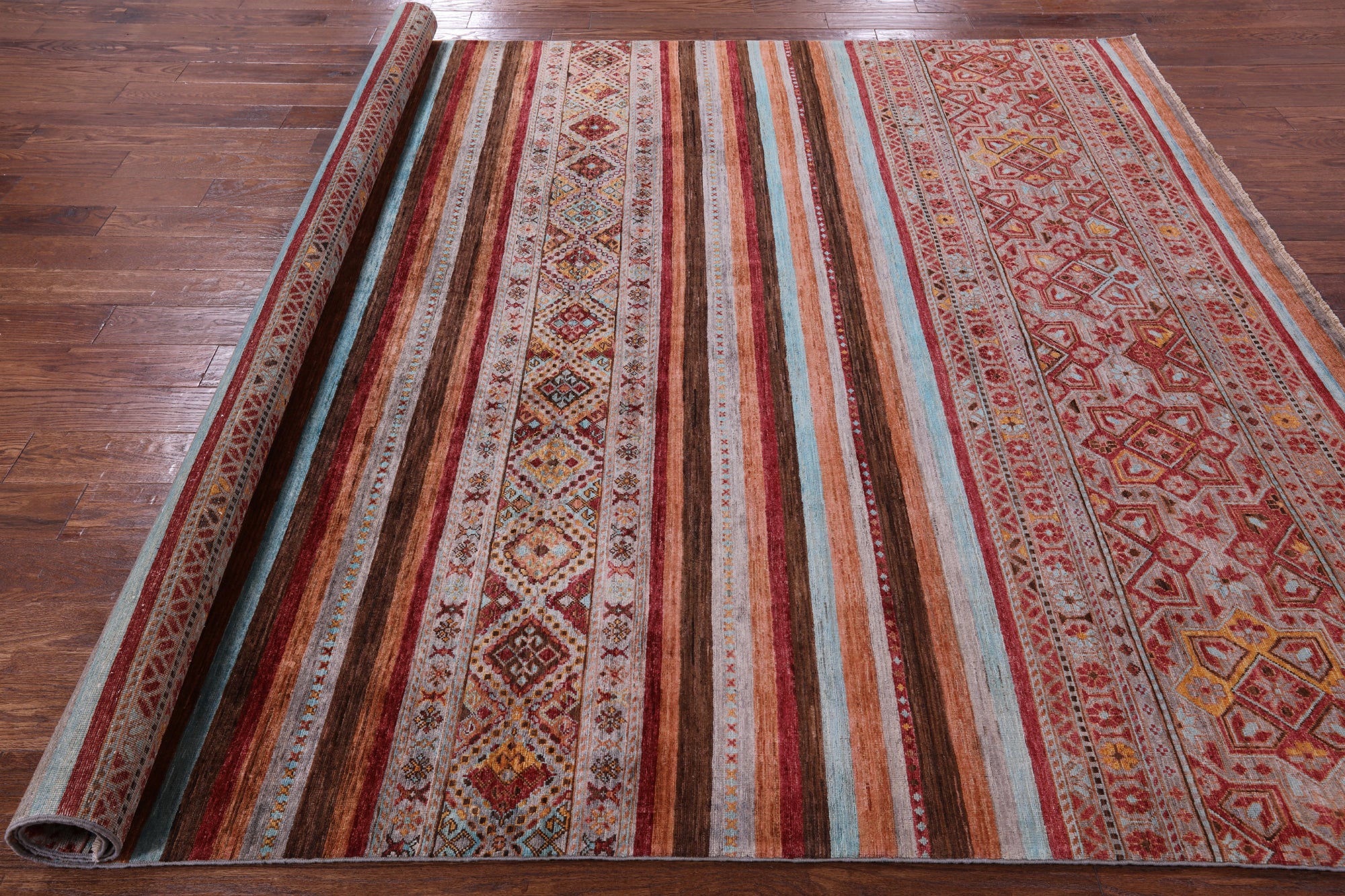 Khorjin Persian Gabbeh Hand Knotted Wool Rug - 8' 2" X 9' 8" - Golden Nile