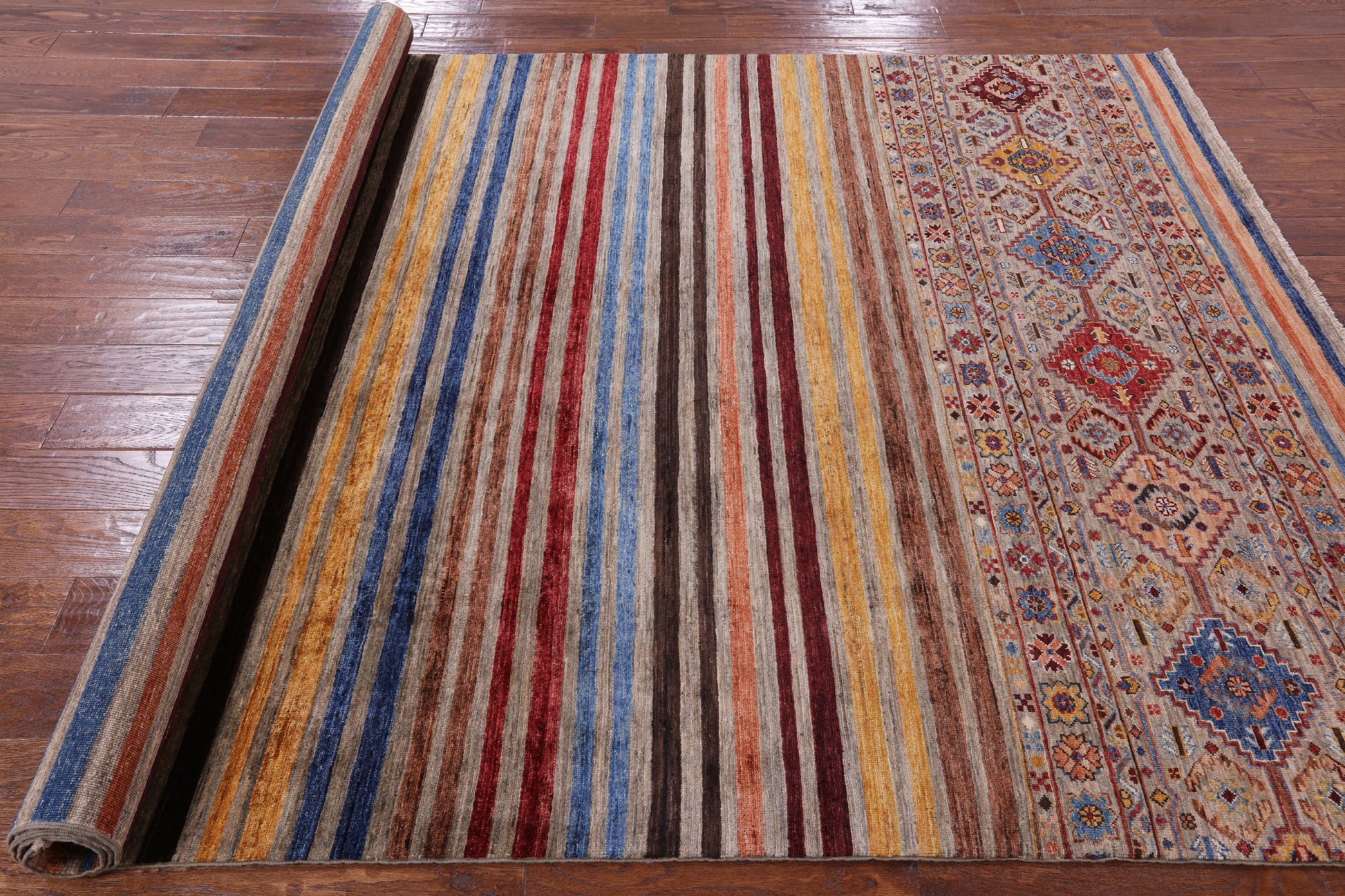 Khorjin Persian Gabbeh Handmade Wool Rug - 6' 6" X 9' 7" - Golden Nile