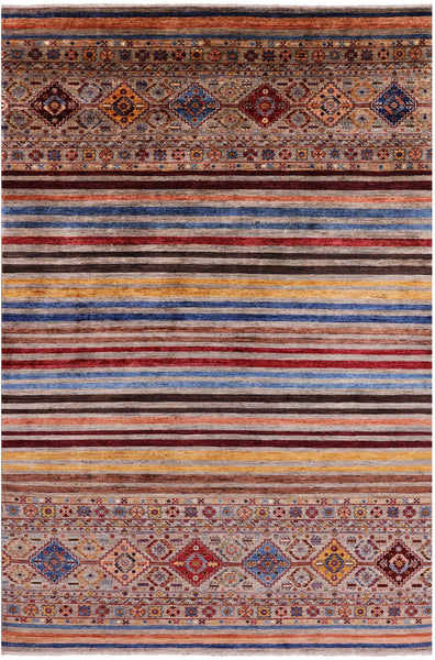 Khorjin Persian Gabbeh Handmade Wool Rug - 6' 6" X 9' 7" - Golden Nile