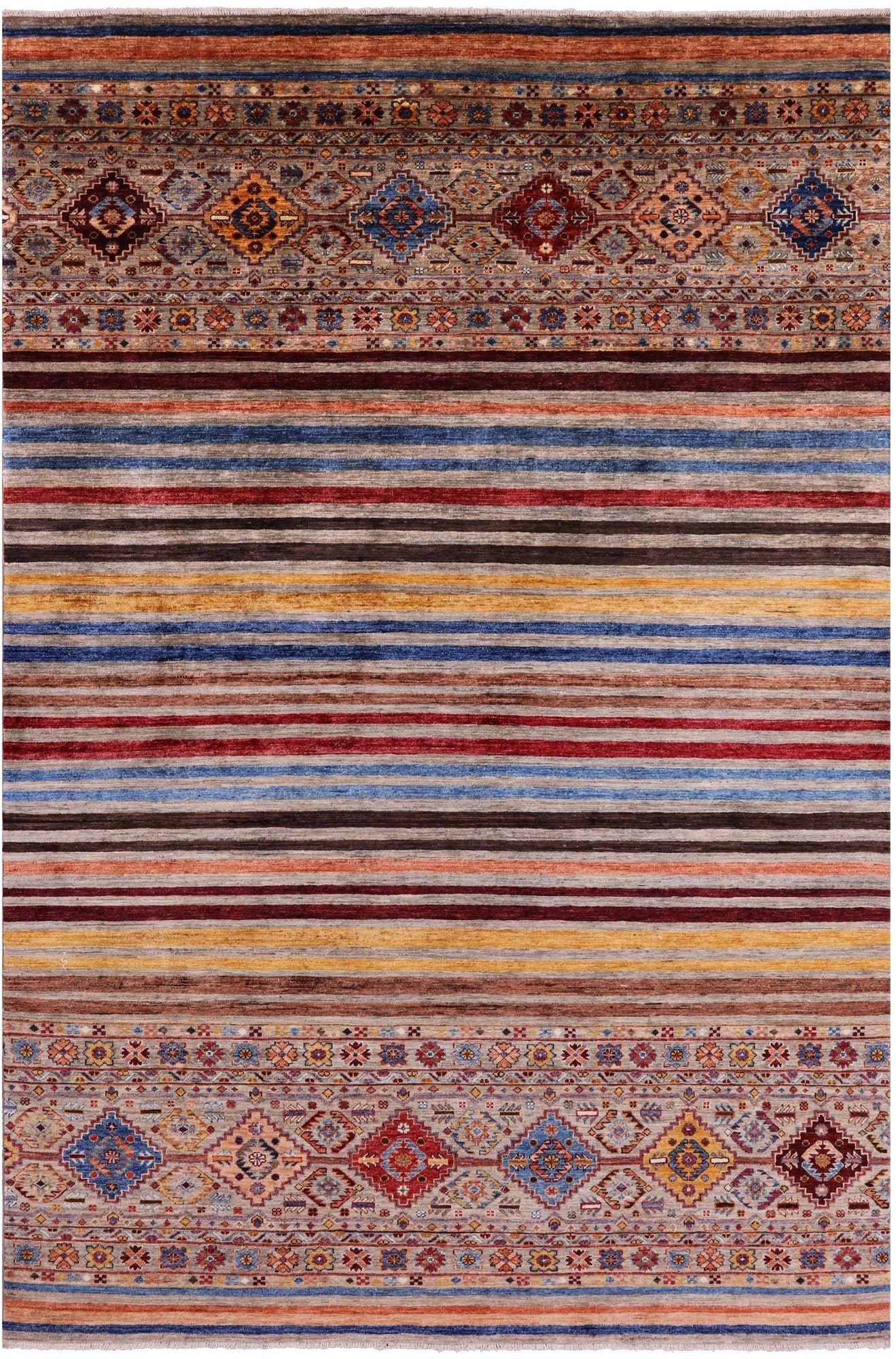 Khorjin Persian Gabbeh Handmade Wool Rug - 6' 6" X 9' 7" - Golden Nile