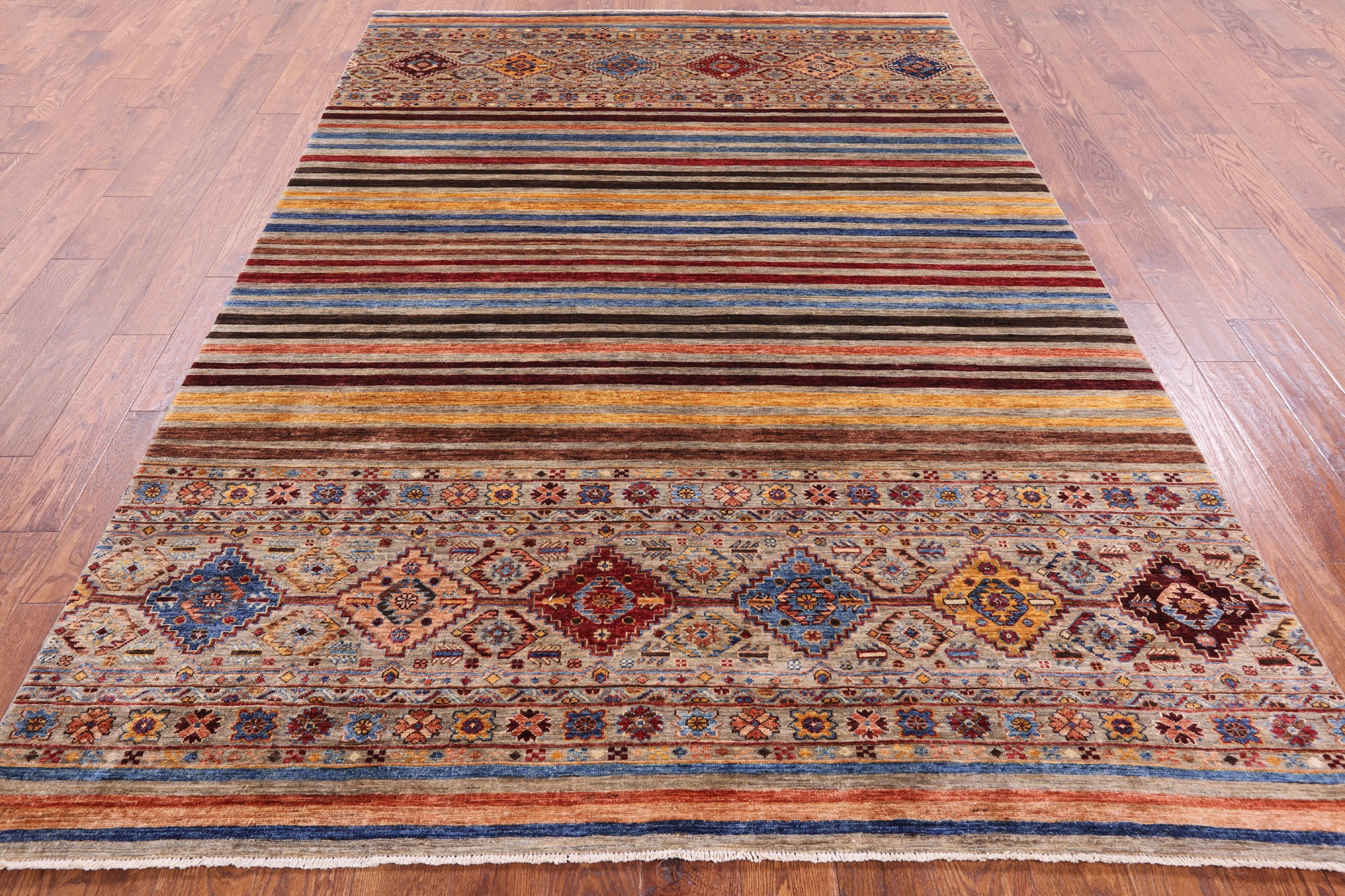 Khorjin Persian Gabbeh Handmade Wool Rug - 6' 6" X 9' 7" - Golden Nile