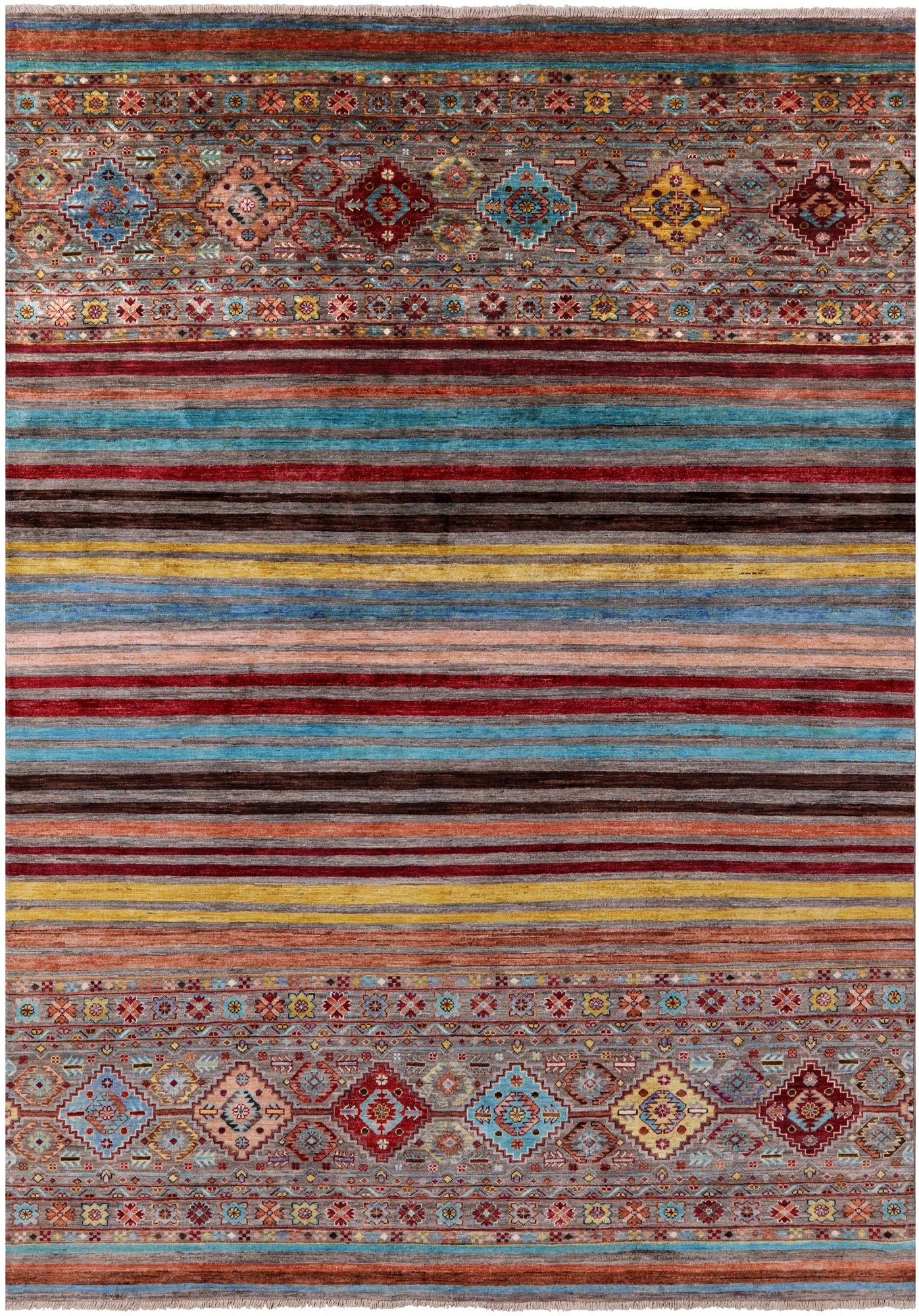 Khorjin Persian Gabbeh Hand Knotted Wool Rug - 6' 9" X 9' 7" - Golden Nile
