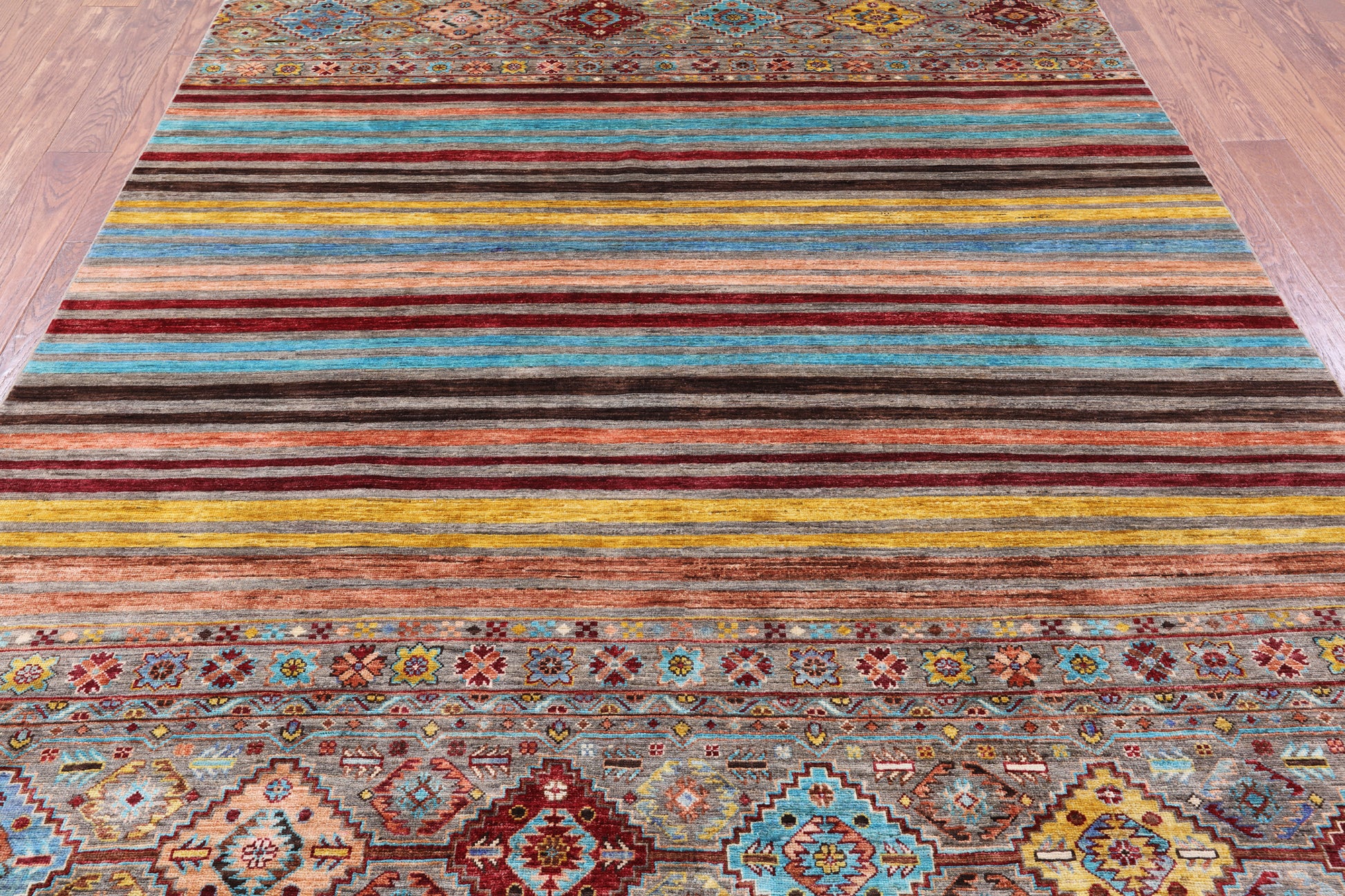 Khorjin Persian Gabbeh Hand Knotted Wool Rug - 6' 9" X 9' 7" - Golden Nile