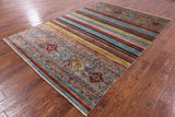 Khorjin Persian Gabbeh Hand Knotted Wool Rug - 6' 9" X 9' 7" - Golden Nile